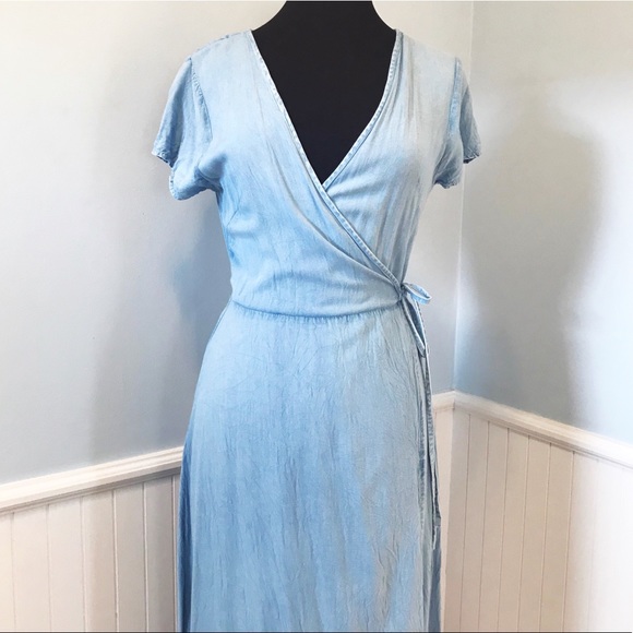 light blue short sleeve maxi dress